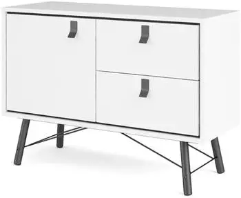 ebuy24 Rye Sideboard 1 T&uuml;r, 2 Schubladen, Mattweiss