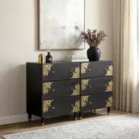 vidaXL Sideboard 2 pcs Schwarz 60 x 33 x 75 cm Massivholz Mango
