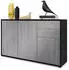 Vladon Sideboard Ben V3 3 Türen, 2 Schubladen, Schwarz matt/Avola-Anthrazit (50002743)