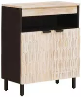 vidaXL Sideboard mit T&uuml;r Wei&szlig;e gewaschene Oberfl&auml;che 60 x 33 x 75 cm