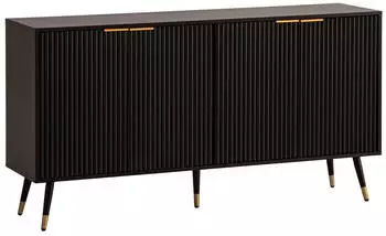 Wohnling Sideboard 150x81x39cm Eiche-Dekor, Metallbeine, Schwarz (WL6.885)