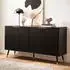 Wohnling Sideboard 150x81x39cm Eiche-Dekor, Metallbeine, Schwarz (WL6.885)