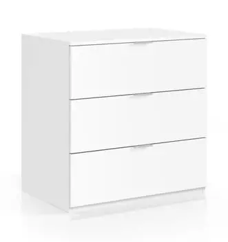 LOUNGITUDE Low Cost Kommode 3 Schubladen, Artik Wei&szlig;, 80x77x38cm (WSS917BLC)