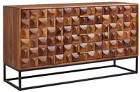Mid.you Sideboard, Sheesham, Metall, Sheesham, massiv, 2 F&auml;cher, 3 Schublade(n)