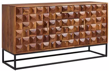 Wohnling Sideboard 145x81x45cm Sheesham Massivholz & Metall Industrial (WL6.545)