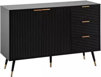 Finebuy Sideboard 120x80x40cm MDF Schwarz Eiche-Dekor, 2 T&uuml;ren & 3 Schubladen (FB104108)