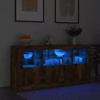 vidaXL Sideboard mit LED-Leuchten R&auml;uchereiche 142,5x37x67cm (3209069)