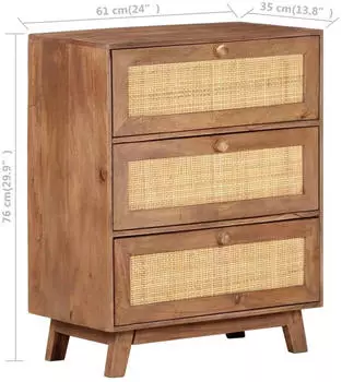 vidaXL Sideboard Massivholz Mango 61x35x76cm (323595)