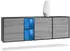 Vladon Cuba Sideboard 3 Türen 2 offene Fächer Schwarz matt/Avola-Anthrazit LED 182x53x35cm
