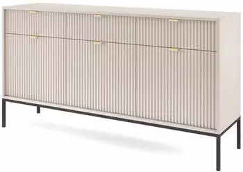 Masseno Stellare Sideboard 3 Schubladen 3 T&uuml;ren 154x83x39cm Kaschmir/Schwarz (NOVA KOMODA KSZ154 CASHMERE - CZARNY STELAŻ)