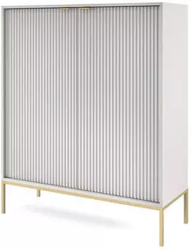Masseno Stellare Highboard 2 Türen 104x125x39cm Grau/Gold (NOVA KOMODA K104 ZŁOTY STELAŻ SZARY)