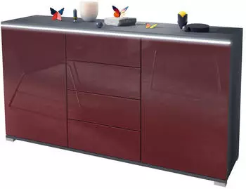 Vladon Faro V1 Sideboard 2 T&uuml;ren, 4 Schubladen, LED-Lichtleiste, 138,5x75,5x35cm (50000184)
