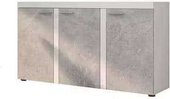 Masseno RITMO Sideboard 3 T&uuml;ren 149x40x82cm Wei&szlig;/Titan (RUMBA BJ22 3F)