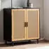 Wohnling Sideboard Schwarz Wiener Geflecht 2 Türen 80x86,5x40cm (WL6.828)