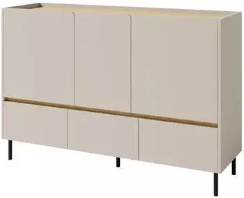 Beautysofa LICO Kommode 3 Schubladen, 3 Türen, Sandbeige, 150x105x40cm (LICO)