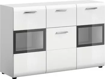 Livetastic Sideboard Ice Wei&szlig; Hochglanz, 1 Fach, 1 Schublade, 125x81x37cm