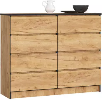 Akord Furniture Factory K-120 Kommode 8 Schubladen 120x40x99cm Craft Eiche
