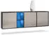 Vladon Cuba Sideboard 3 Türen Schwarz matt/Sandgrau Hochglanz LED 182x53x35cm (50006233)