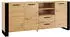 Bim Furniture Nuka D Sideboard 3 Türen, 2 Schubladen, 197,5x45x87cm, Eiche/Schwarz