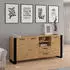 Bim Furniture Nuka D Sideboard 3 Türen, 2 Schubladen, 197,5x45x87cm, Eiche/Schwarz