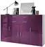 Vladon Aron Highboard 4 Türen, 2 Schubladen, Weiß matt/Brombeer Hochglanz (166,5x106,5x35cm)