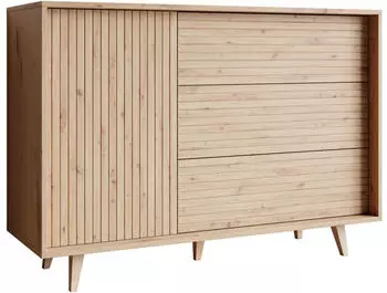 Mirjan24 Ferido 1D3SZ Highboard mit Drehtür und 3 Schubladen, Push-to-Open, 120x84x40cm, Eiche Artisan (1D3SZ)