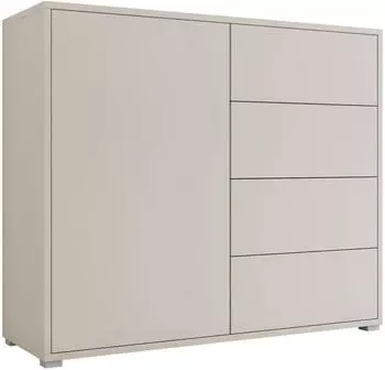 Mirjan24 Gesita K1D4SZ Highboard mit 1 T&uuml;r und 4 Schubladen, Cashmere (K1D4SZ)