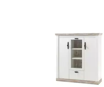 Mid.you Florenz Highboard Holzwerkstoff Pinie/Wei&szlig; 140x146x44cm