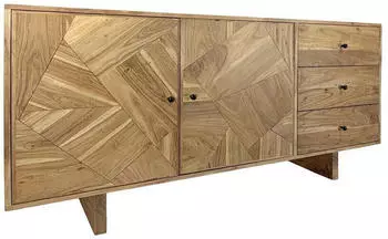 Wohnling Sideboard Akazienholz massiv 150cm, 2 T&uuml;ren & 3 Schubladen (WL7.597)