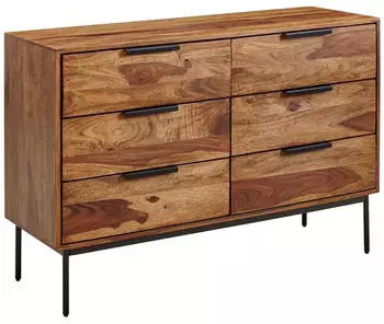 Finebuy Schubladenkommode Sheesham Massivholz 6 Schubladen 120cm (FB79620)