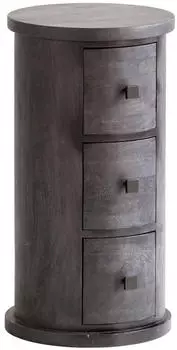 Wohnling Sideboard Mango Massivholz Schwarz 34x65x34cm 3 Schubladen (WL6.843)