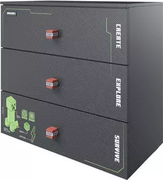 Phoenix Group AG Minecraft Kommode 3 Schubladen LED-Beleuchtung, schwarz, 80x39,5x77cm (91493325-0)