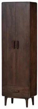 Woood Liya Hochschrank Mangoholz Dunkelbraun 60x200x35cm (Liya)
