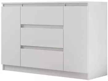 Beautysofa Lemon Kommode 3 Schubladen 2 Türen Weiß Matt 140x78x39cm