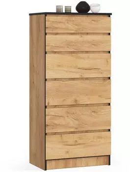 Akord Furniture Factory K60 Kommode 6 Schubladen Craft Eiche 60x40x130cm