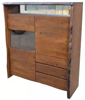 Massivmoebel24 Pure Acacia Highboard Akazie Massivholz 131x45x147cm braun lackiert (09-310-886-8003)