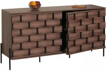 MCW Sideboard MCW-M44 3D-Flecht-Design Push-to-open 152x80x40cm, Braun (MCW-M44)