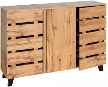 MCW MCW-M46 Sideboard 3 T&uuml;ren 8 Stauf&auml;cher 120x88x34cm naturfarben (92333)