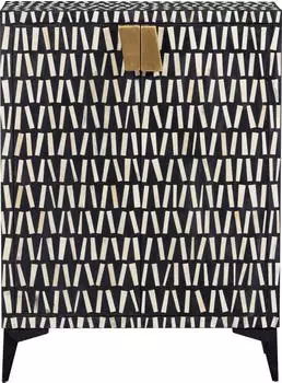 Woood Menne Midi-Schrank Highboard Holz teilmassiv, schwarz, 81x108x43cm (12794535-0)