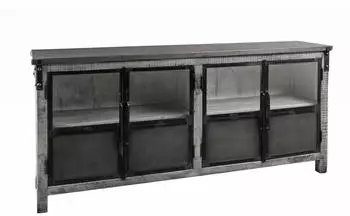 Massivmoebel24 Heavy Industry #150 Sideboard Mango 180x40x90cm grau lackiert (09-312-677-0150)