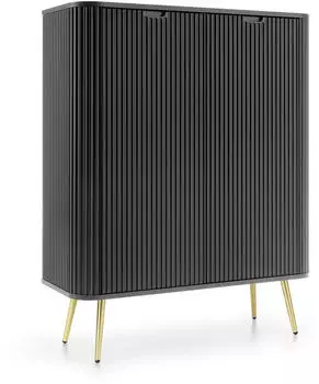 Masseno Zenzero Highboard 2 Türen Schwarz/Gold 103x129x39cm (ZOVA KOMODA K-103 ZŁOTY STELAŻ CZARNY)