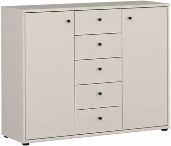 Forte Tempra Kommode 2 T&uuml;ren 5 Schubk&auml;sten, Sand (T2KK45-U60)