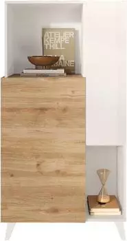 Home Affaire Monaco Highboard 2 T&uuml;ren, 2 offene F&auml;cher, Wei&szlig; Hochglanz/Eiche Cadiz, 81x154x42cm