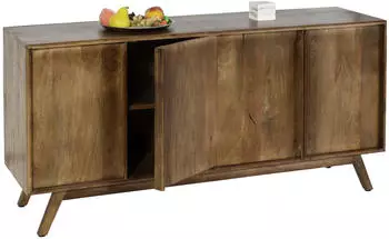 Mendler HWC-L96 Sideboard 4 F&auml;cher Mangoholz massiv 72x146x43cm, natur (103193)