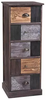 Caro M&ouml;bel MARA Schubladenkommode Paulownia Holz Vintage 5 Schubladen (94890)
