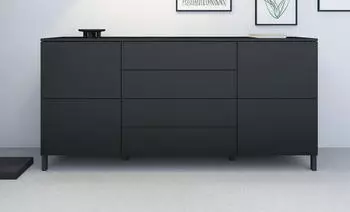 Borchardt-M&ouml;bel Haama Sideboard 4-t&uuml;rig 4 Schubladen 166cm schwarz matt (Haama Sideboard)