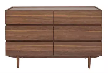 Miliboo SANAA Kommode 6 Schubladen Walnuss Dunkelholz 120cm (52928)