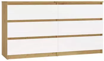 CdF Malwa M6 Kommode 6 Schubladen Wei&szlig;/Artisan 138x40x75cm (M-MP-K-MAL-M6/140-ARB)