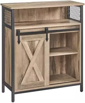 Vasagle Sideboard mit Schiebet&uuml;r, 30x70x80cm, Landhausstil, eichenbraun-schwarz (LSC089B50)