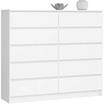 Akord Furniture Factory K-140 Kommode 10 Schubladen Wei&szlig; 138x40x121cm (OP0LK-1BIA009)